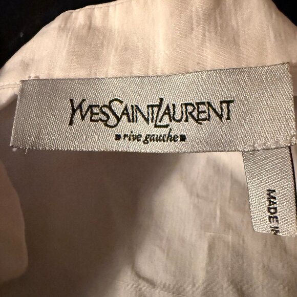 Yves Saint Laurent Ivory Cotton Dress F 42 Vintage with button skirt - Picture 8 of 14